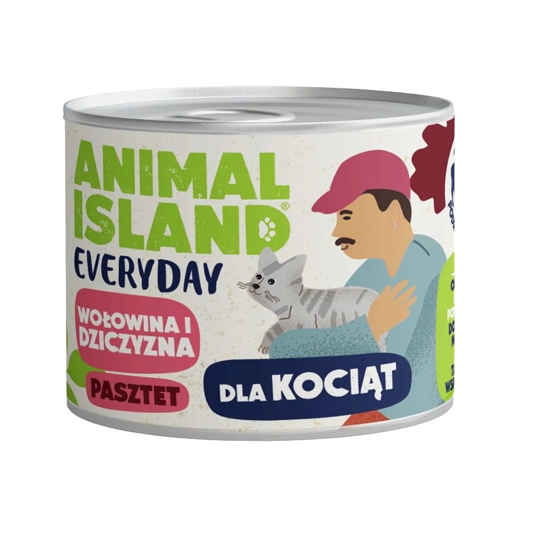 ANIMAL ISLAND Everyday Govedina in divjačina za mačje mladiče - mokra hrana, 185 g