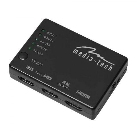 HDMI stikalo MED MT5207, 5 vhodov, 4K, črno