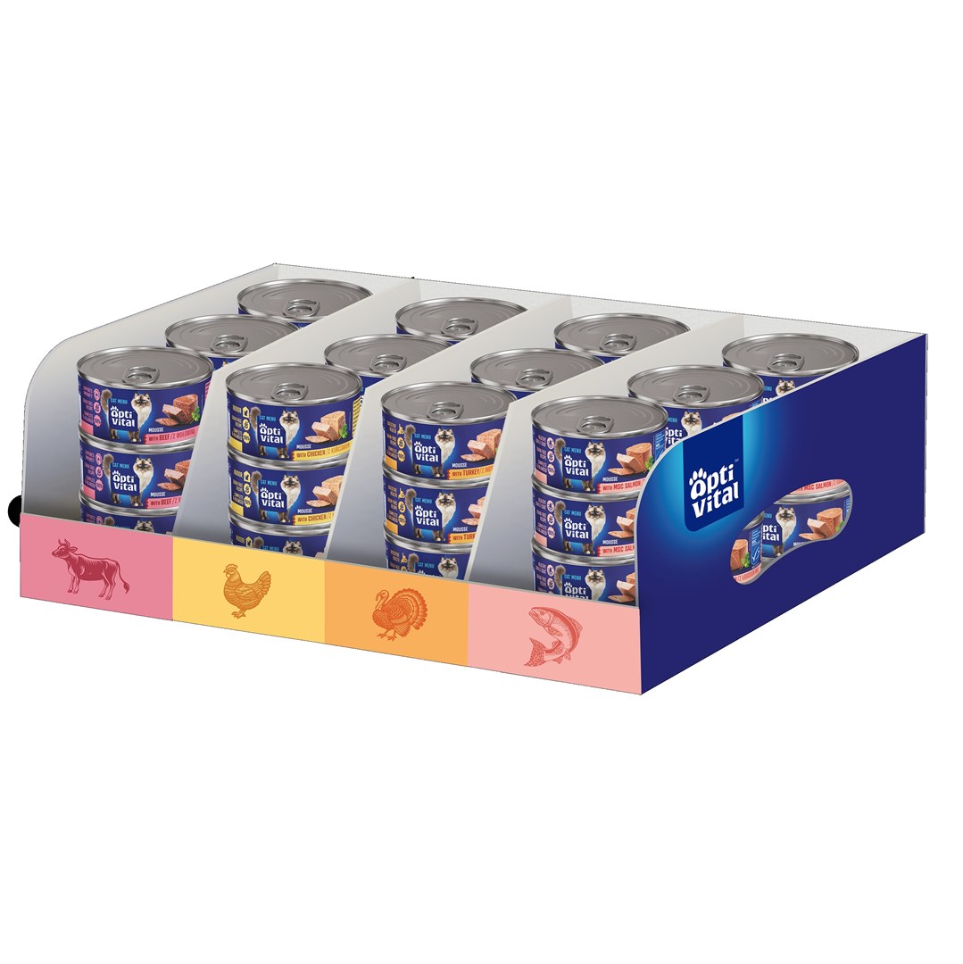 OTV Mokra hrana za mačke Mixcase Beef, Chicken, Turkey, Salmon - 36 x 85g