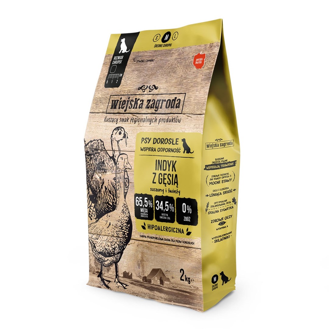 WIEJSKA ZAGRODA puran s gosjo M - pasja hrana 2kg