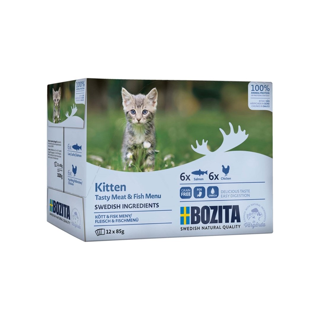 Bozita Mokra hrana za mladiče Meat & Fish Chunks in Sauce - 12 x 85g