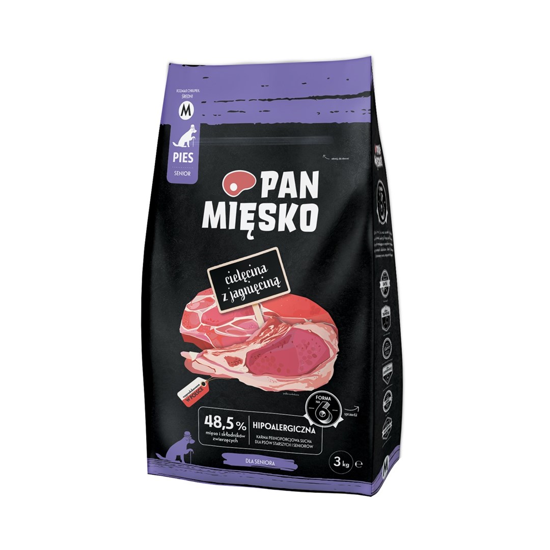 PMI MIĘSKO Pasja govedina z jagnjetino, suha hrana za pse, 3 kg