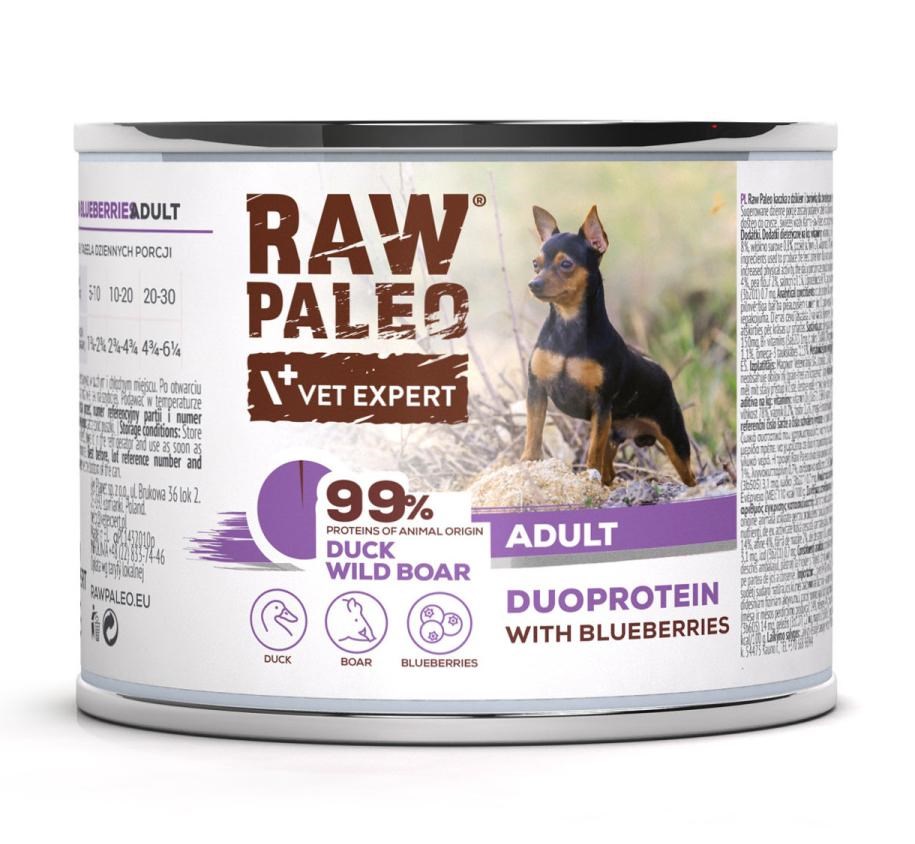 Vlažna pasja hrana VETEXPERT Raw Paleo Duoprotein Rac in Svinja, 200g