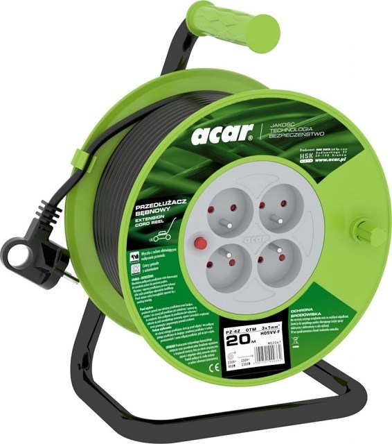 Acar PZ-4Z/OTM produžni kabel na kolutu H05VV-F 3G1.0, 20m, crni