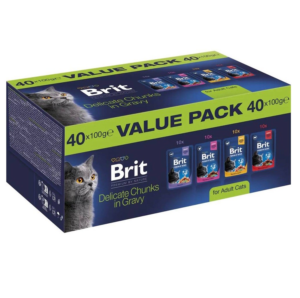 BRIT Premium by Nature Value pack Adult Box - mokra hrana za mačke - 40x100g