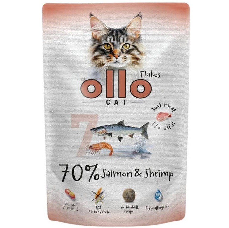 OLLO Cat mokra hrana - losos i škampi, 85g