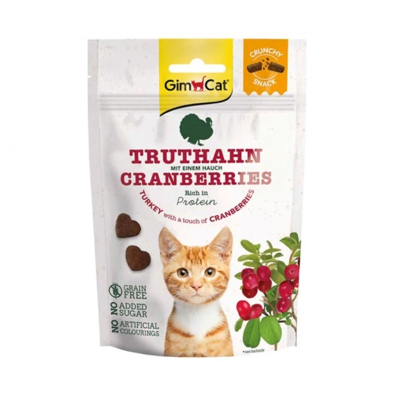 GIMCAT Crunchy Snacks Puranja s Cranberry – priboljški za mačke – 50g