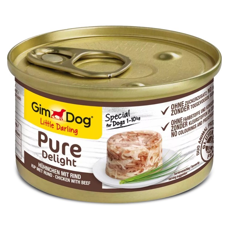 GIMDOG Little Darling Pure Delight Piščanec z govedino - mokra hrana za pse, 85g