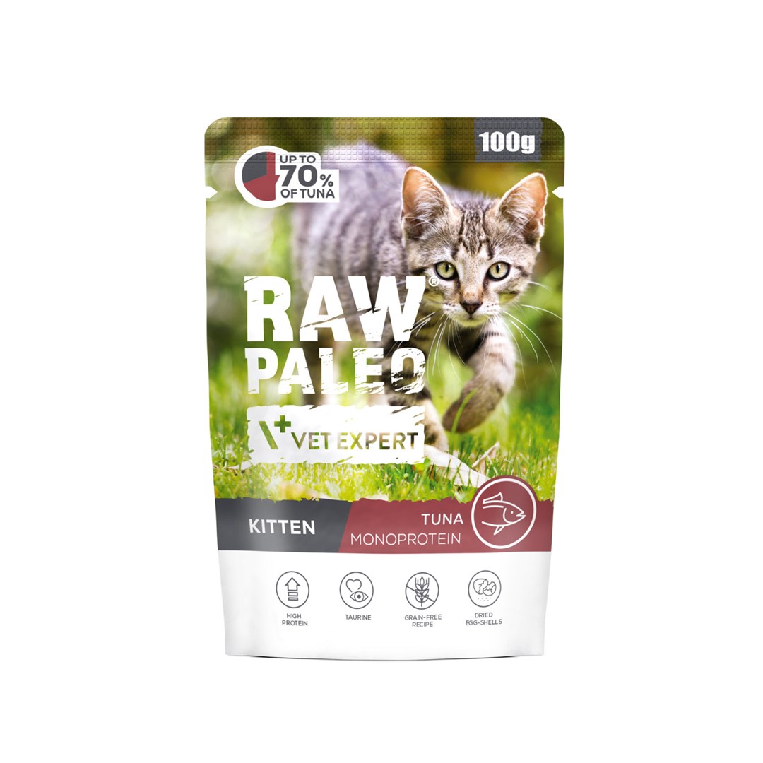 VETEXPERT Raw Paleo Kitten Tuna - mokra hrana za mačke, 100g