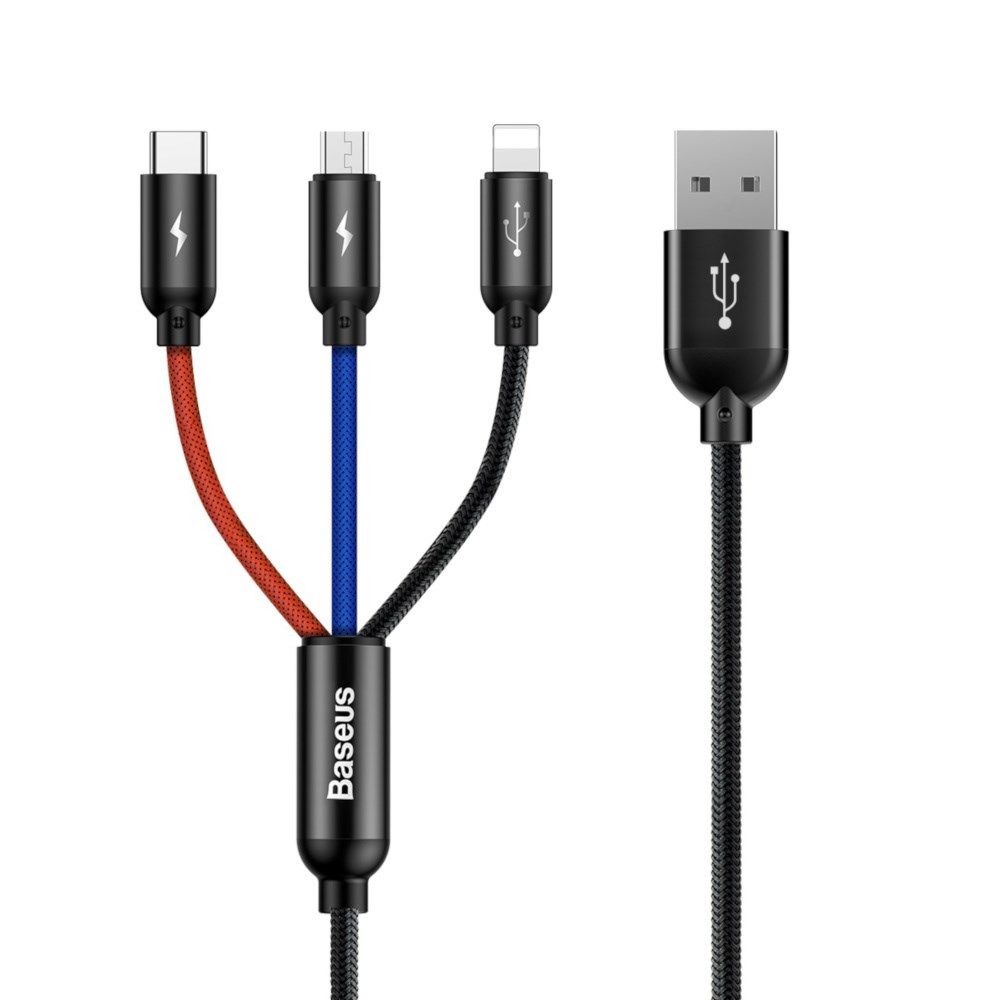 Baseus Colorfone CAMLT-BSY01 USB A na USB-C, Micro USB, Lightning kabel, 1.2m