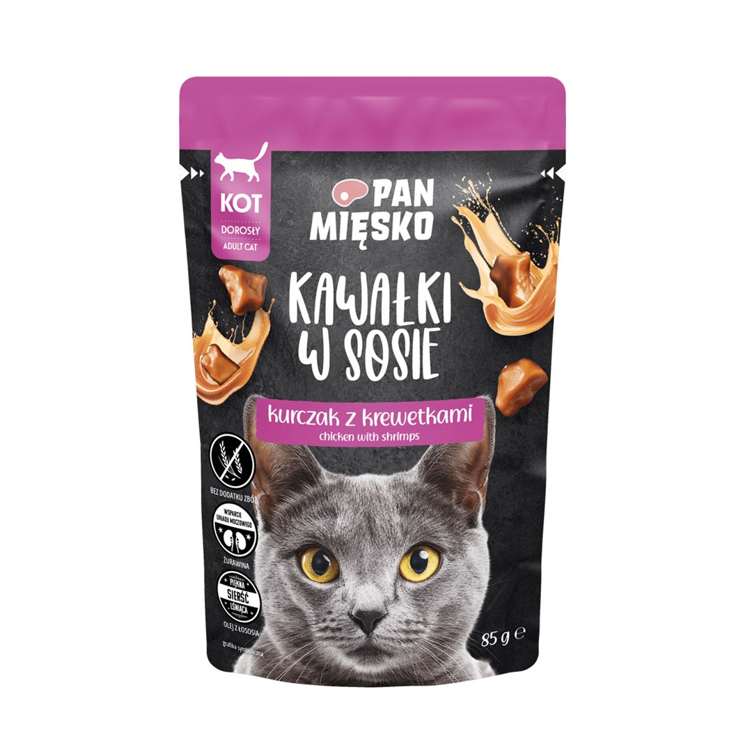 Mokre hrana za mačke Pjankowsko Piękno Piščanec z rakci 85g