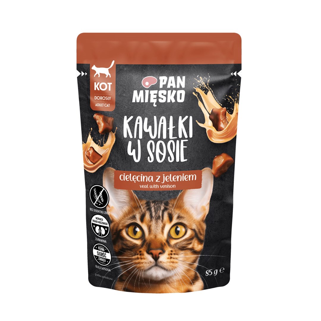 PMI PAN MIĘSKO Mokra hrana za mačke, govedina z jelenom - 85 g