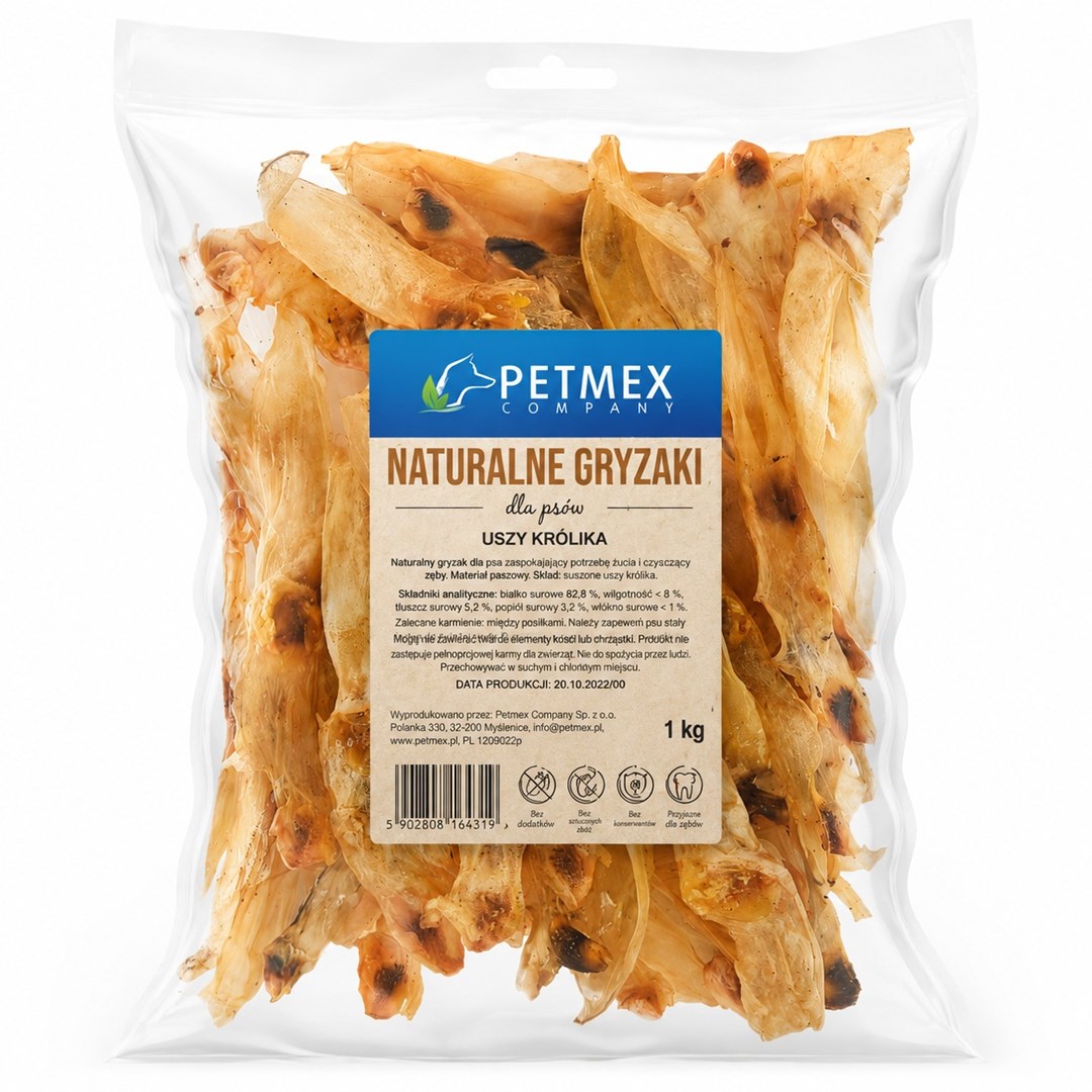 PTX Poslastica za pse, zajčje uho, 1 kg