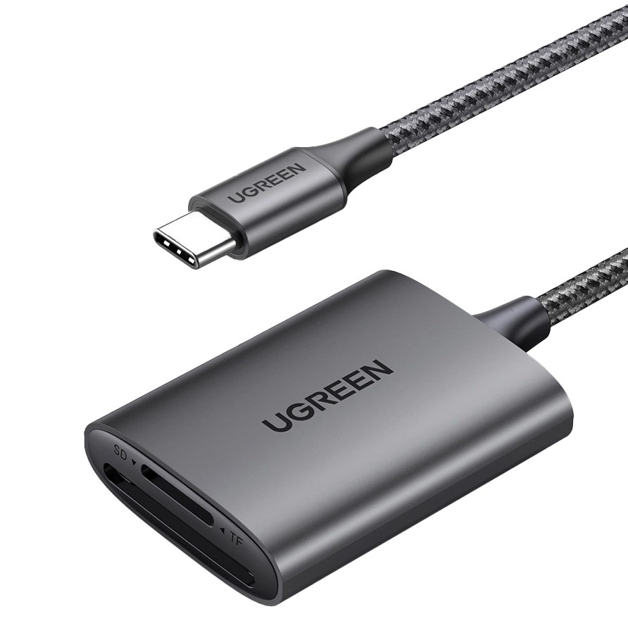 Ugreen CM401 čitalnik SD/TF kartic, siv, USB-C 5Gb/s