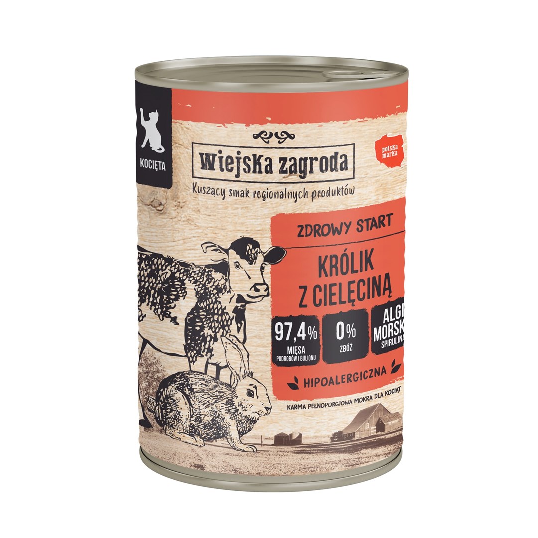 WIEJSKA ZAGRODA mokra hrana za mačke, kunec z jagnjetino, 400 g