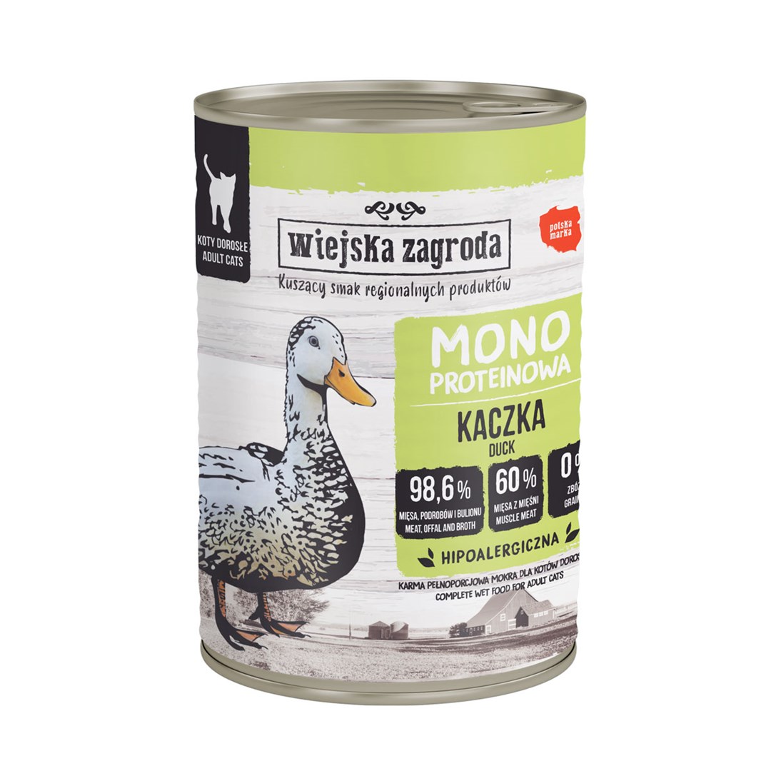 WIEJSKA ZAGRODA Monoproteinska račja hrana za mačke, 400g