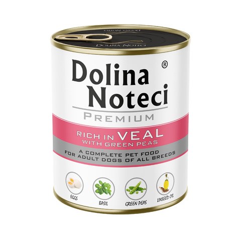Pasja mokra hrana DNT Premium, govedina z zelenim grahom, 800 g