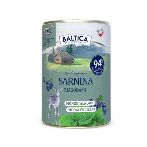 BALTICA Smaki regionów - meso divje$ $svinj$ $kis(s) $ $z$ $jagodami$ - mokra hrana za pse, 400 g