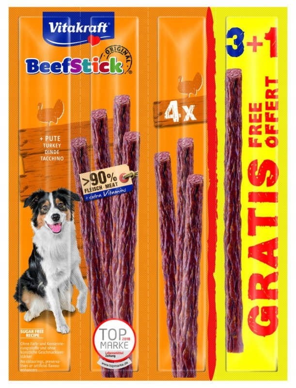 VITAKRAFT Beef Stick Turkey - pasja poslastica - 3+1 gratis
