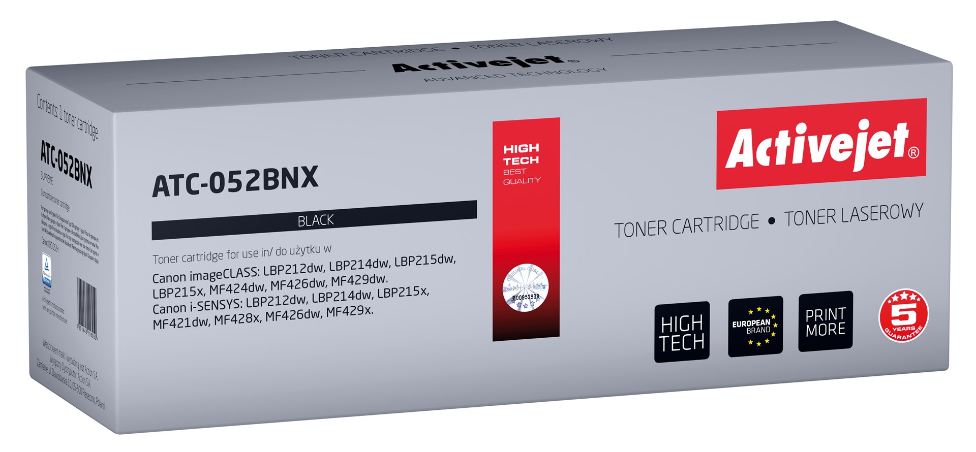 Toner Activejet ATC-052BNX (nadomestni za Canon 052H XL), črn, 9200 strani