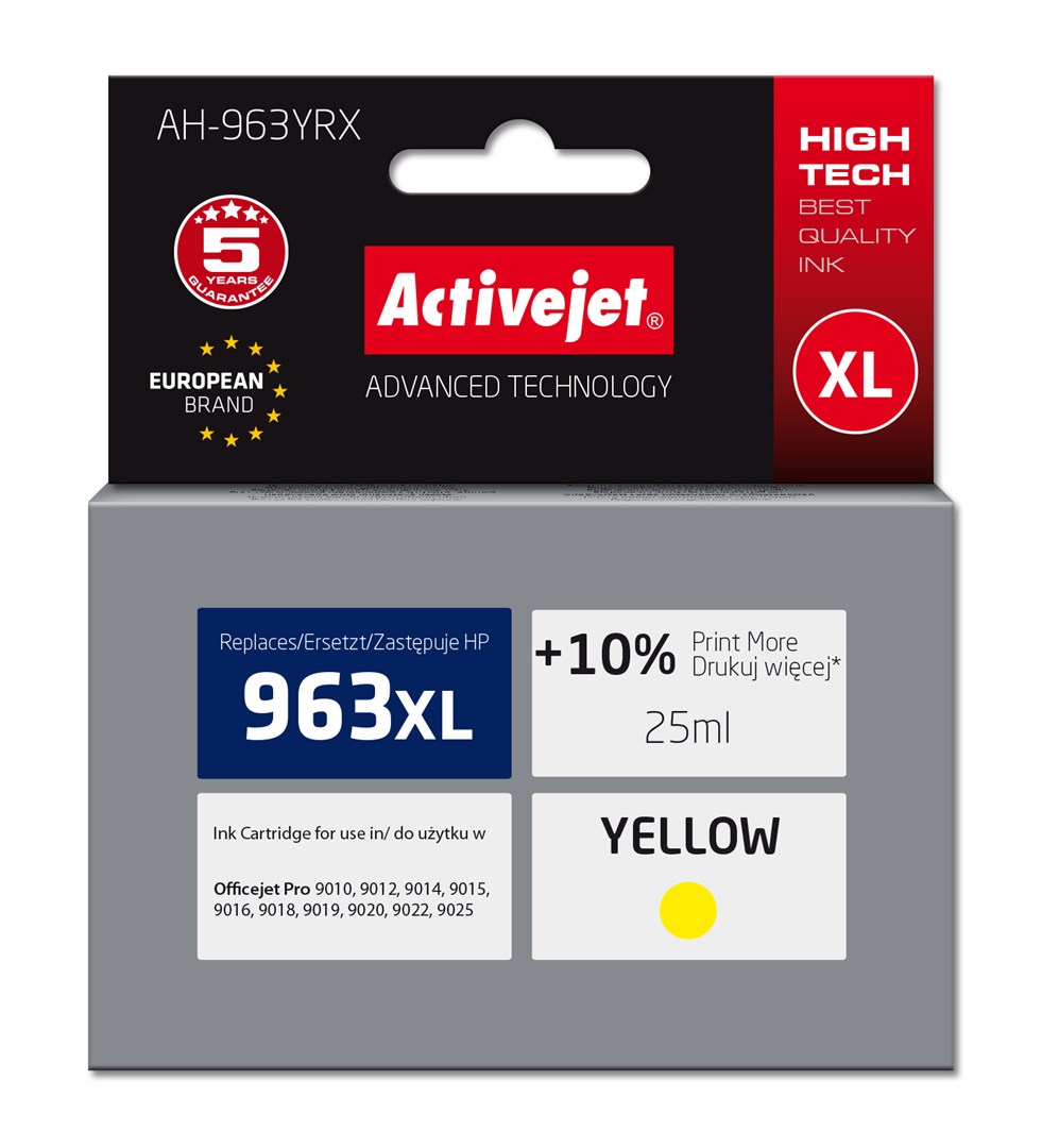 Nadomestno črnilo Activejet AH-963YRX, rumeno (HP 963XL)
