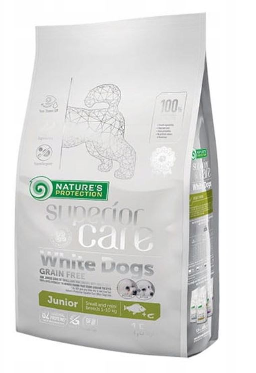 NATURE'S PROTECTION Superior Care White Dogs Grain Free Junior - suha hrana za mladiče ribe, 1.5 kg