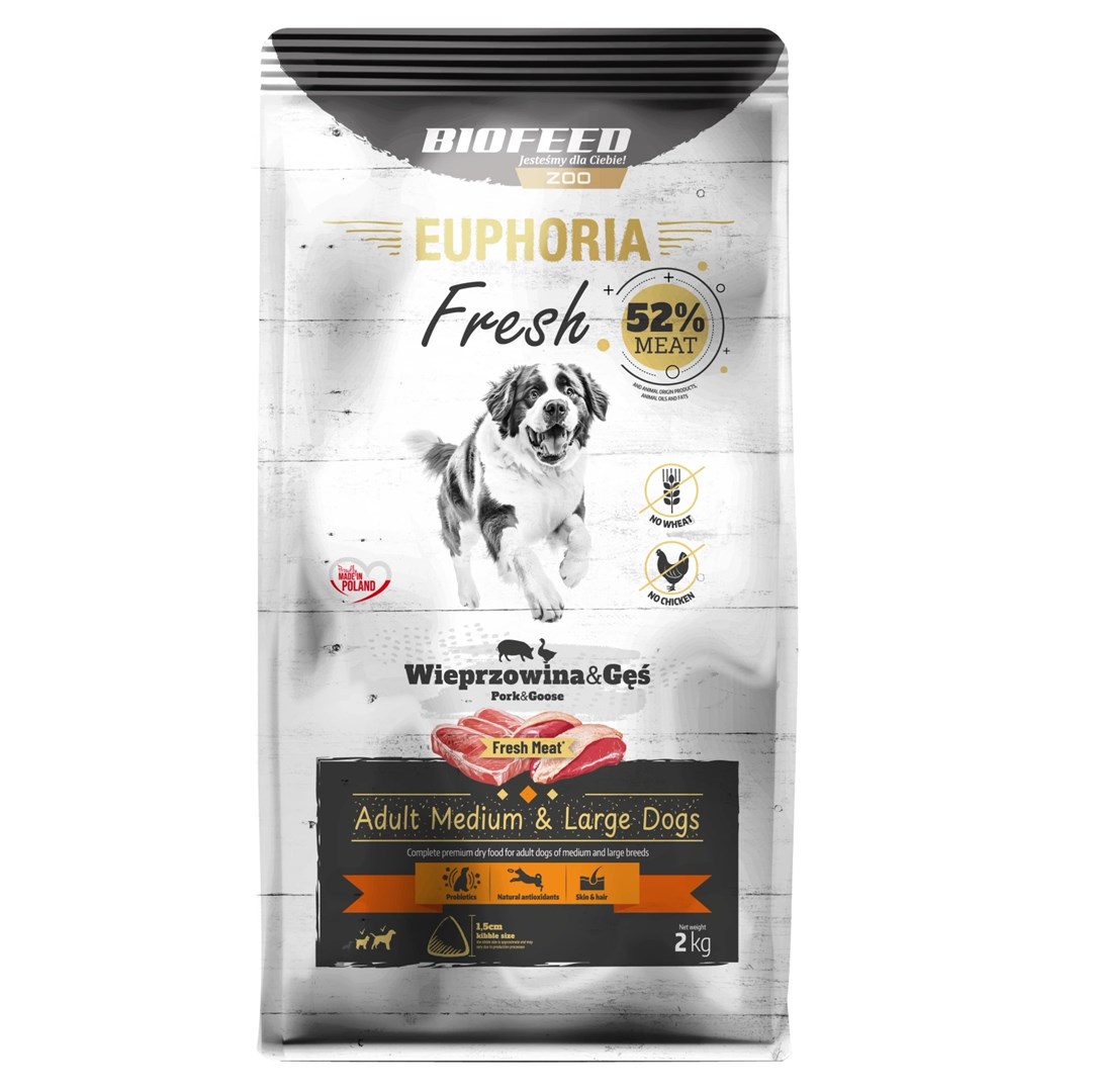 BFD Biofeed Euphoria Fresh Adult Svinjina z gosjo - suha pasja hrana, 2 kg