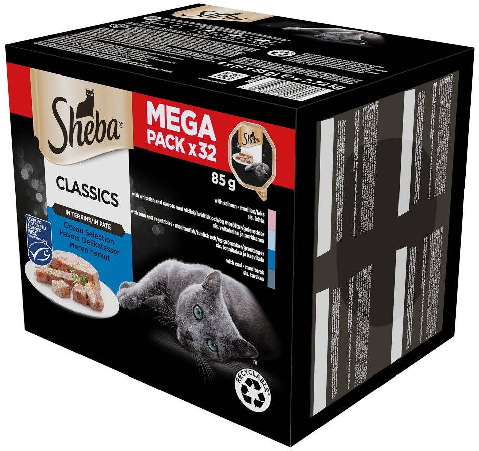 SHEBA Classics Ocean Selection pašteta za mačke, 32 x 85 g