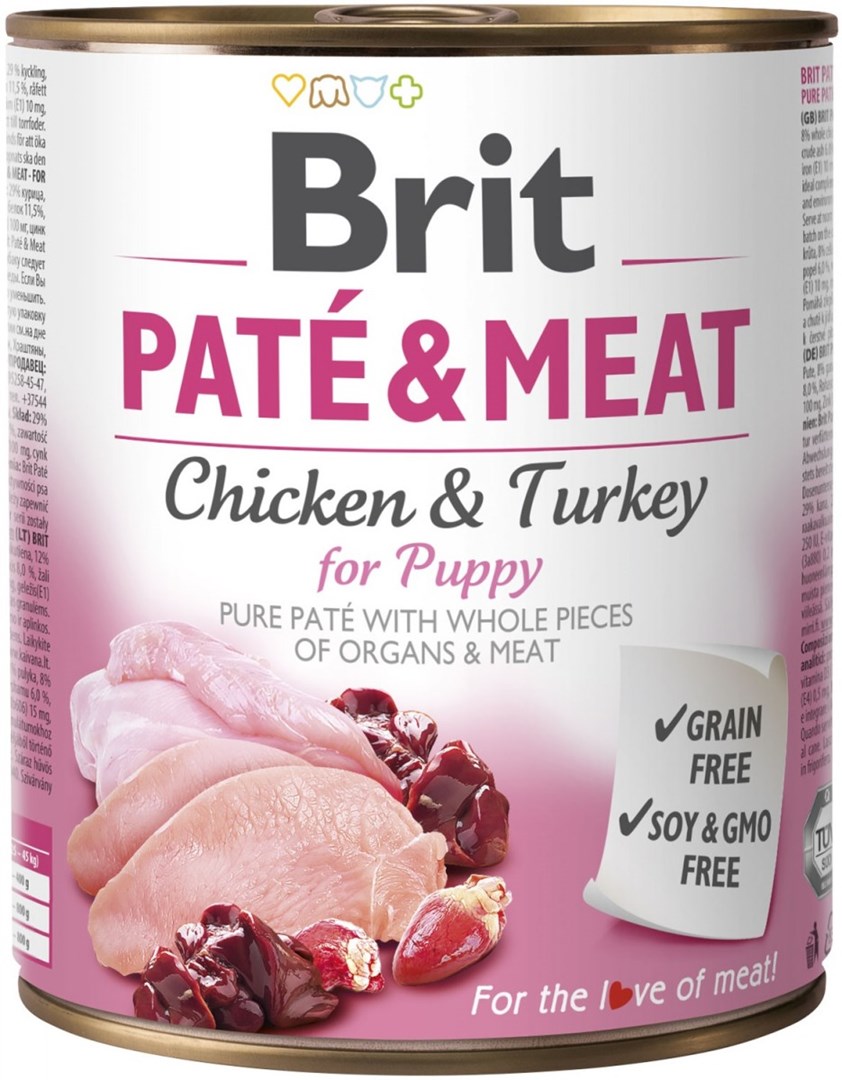 Hrana za mladiče RIT Paté & Meat, piščanec in puran, 800g