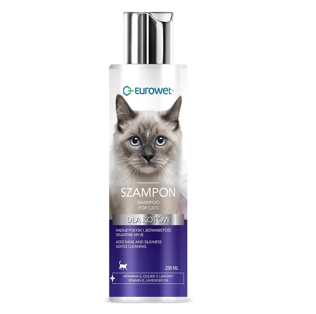 EUROWET Šampon za mačke - vlažilni, sijoči lesk - 200 ml