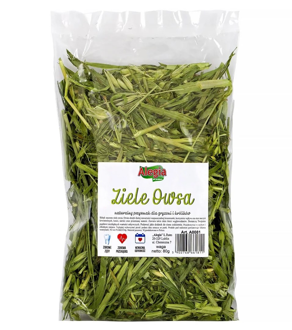 ALEGIA Ovseno zelišče - priboljšek za glodavce in zajce - 80g