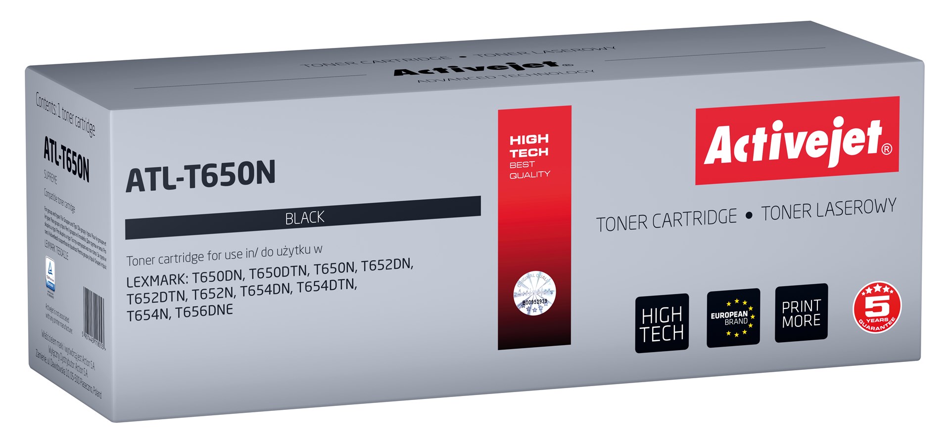Nadomestni toner Activejet ATL-T650N za Lexmark T650A11E, črn, 7000 strani