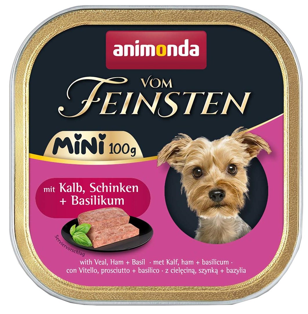 Pasja hrana ANIMONDA Vom Feinsten Adult Mini Govedina, pršut in bazilika - 100g