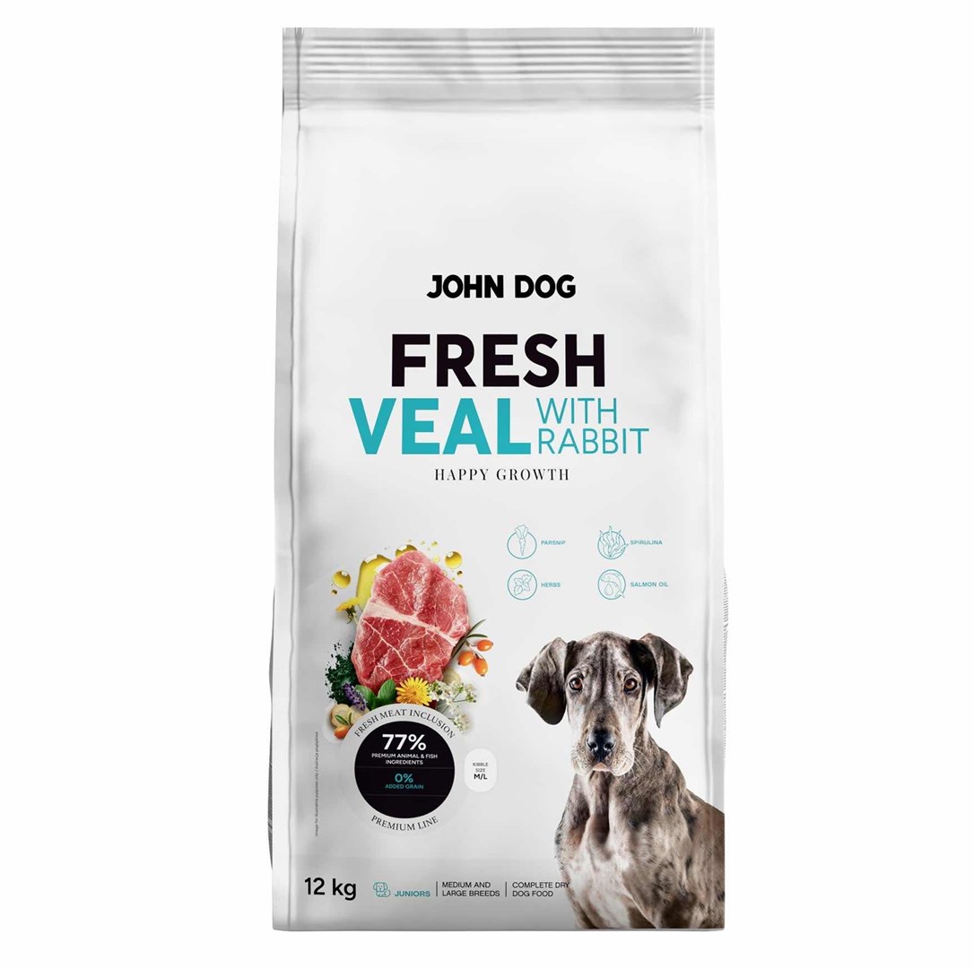 JOHN DOG Fresh Junior - suha hrana za pse (srednje in velike pasme), 12kg