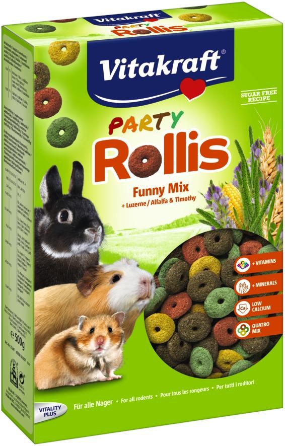 VITAKRAFT Party Rollis Funny Mix - priboljšek za glodavce in zajce – 500 g