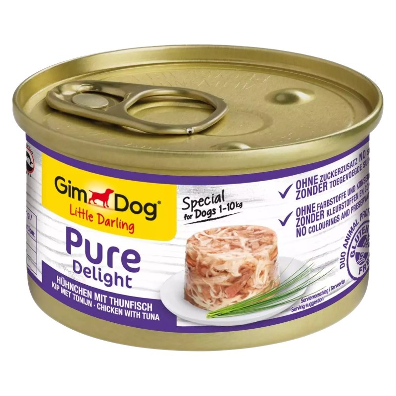 GIMDOG Little Darling Pure Delight piščanec z tuno, mokra hrana za pse, 85g