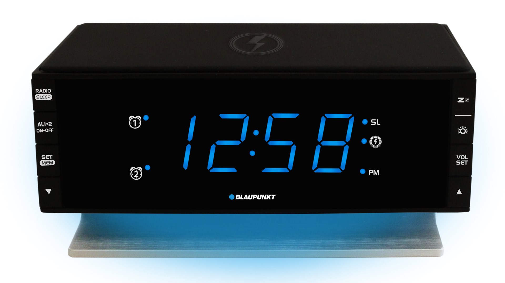 BLA CR55CHARGE Digitalna Budilka z LED Zaslonom in USB Polnilcem, Črna