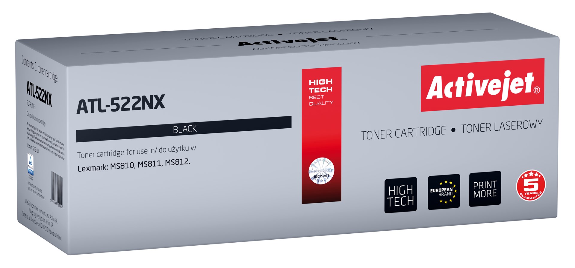 Activejet ATL-522NX toner (nadomestni Lexmark 52D2H00), črn, 25000 strani