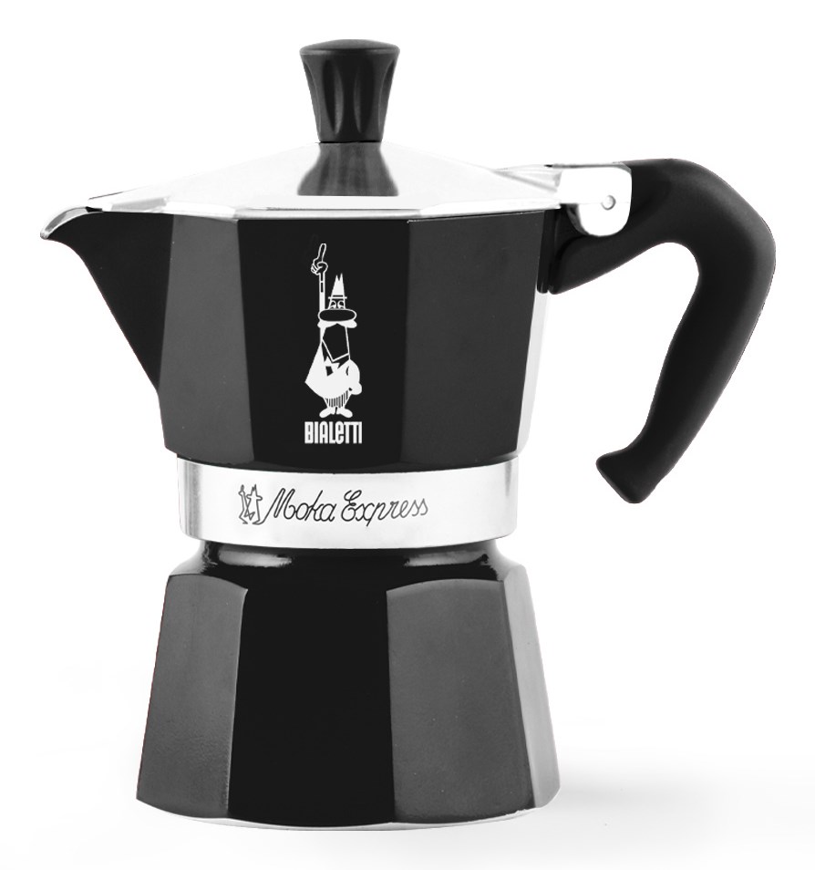 Bialetti Moka Express Kavni avtomat za štedilnik, 3 skodelice, Črna