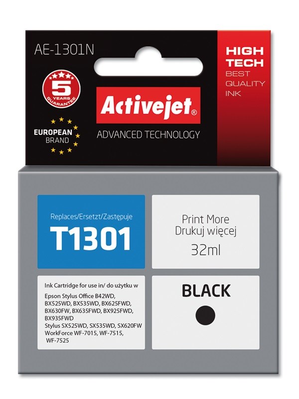 Activejet AE-1301N Združljiva črnila (nadomestilo za Epson T1301), 32 ml