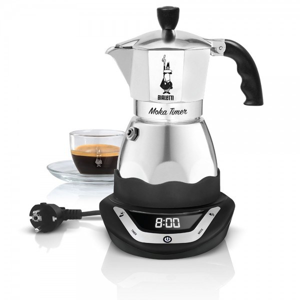 Bialetti EAsy Timer 6 avtomatski električni moka lonec, 0.3 L, 6 skodelic