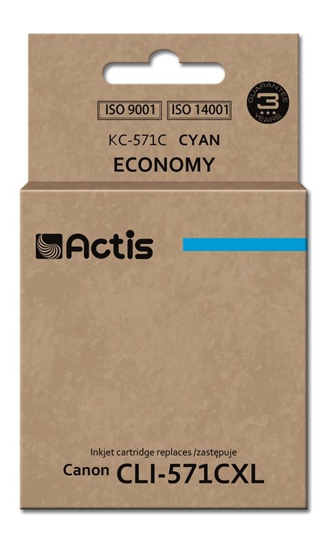 Nadomestna kartuša Actis KC-571C za Canon, cian (12 ml)