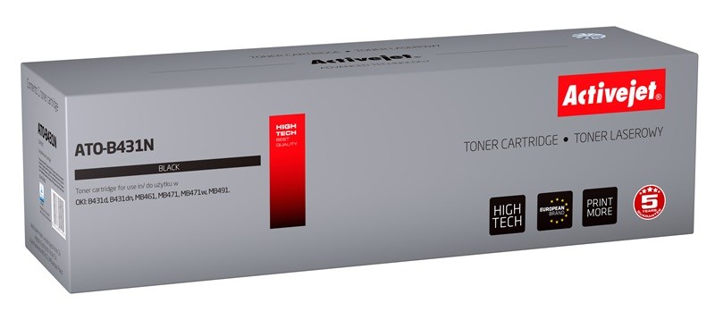 Toner Activejet ATO-B431N (nadomestni za OKI 44574902), 10.000 strani, črn
