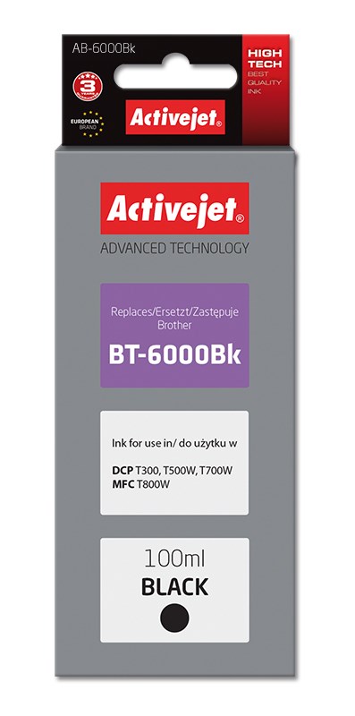 Activejet črnilo AB-6000Bk nadomestno za Brother BT-6000BK, Supreme, 100 ml