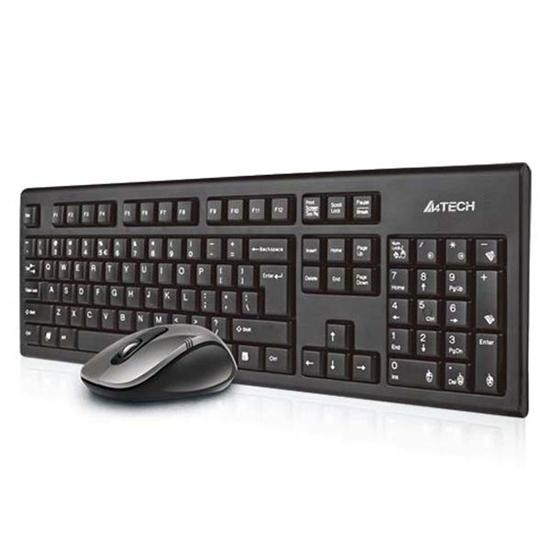 A4Tech 7100N brezžična tipkovnica in miška, RF, QWERTY, angleška, črna