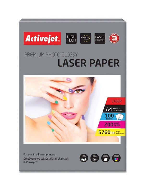 Activejet AP4-200G100L foto papir za laserske tiskalnike, A4, 100 listov, sijajni