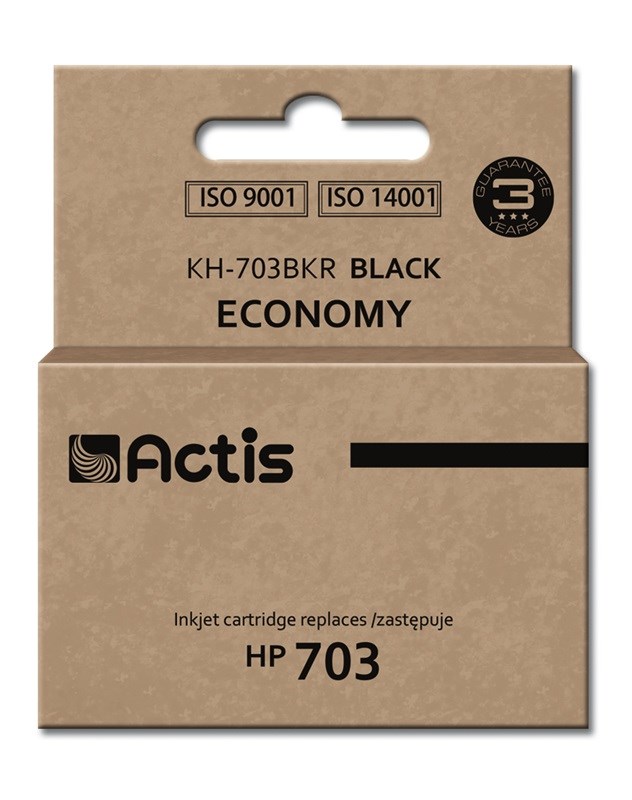 Actis KH-703BKR črn nadomestni črnilni vložek (za HP 703, 15 ml)