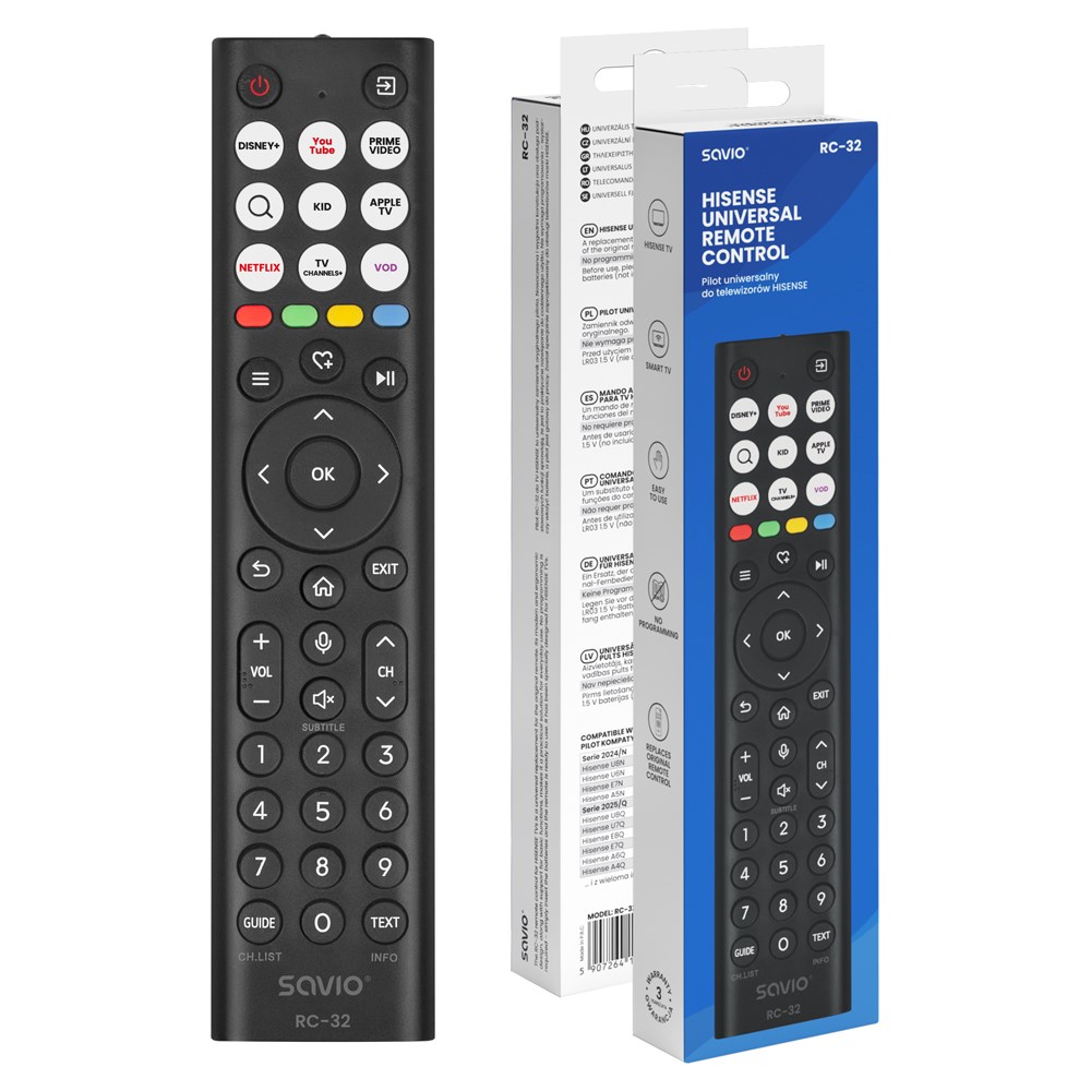 SAVIO RC-32 Universal/replacement remote control for