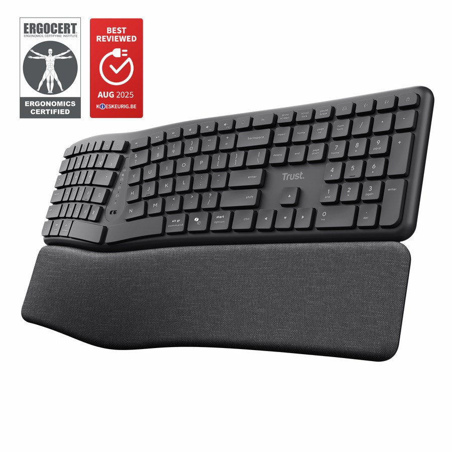 Trust Keyra ergonomiska bezvadu tastatūra vairākām