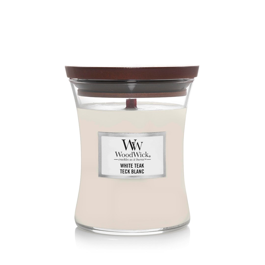 WoodWick White Teak wax candle Cylinder